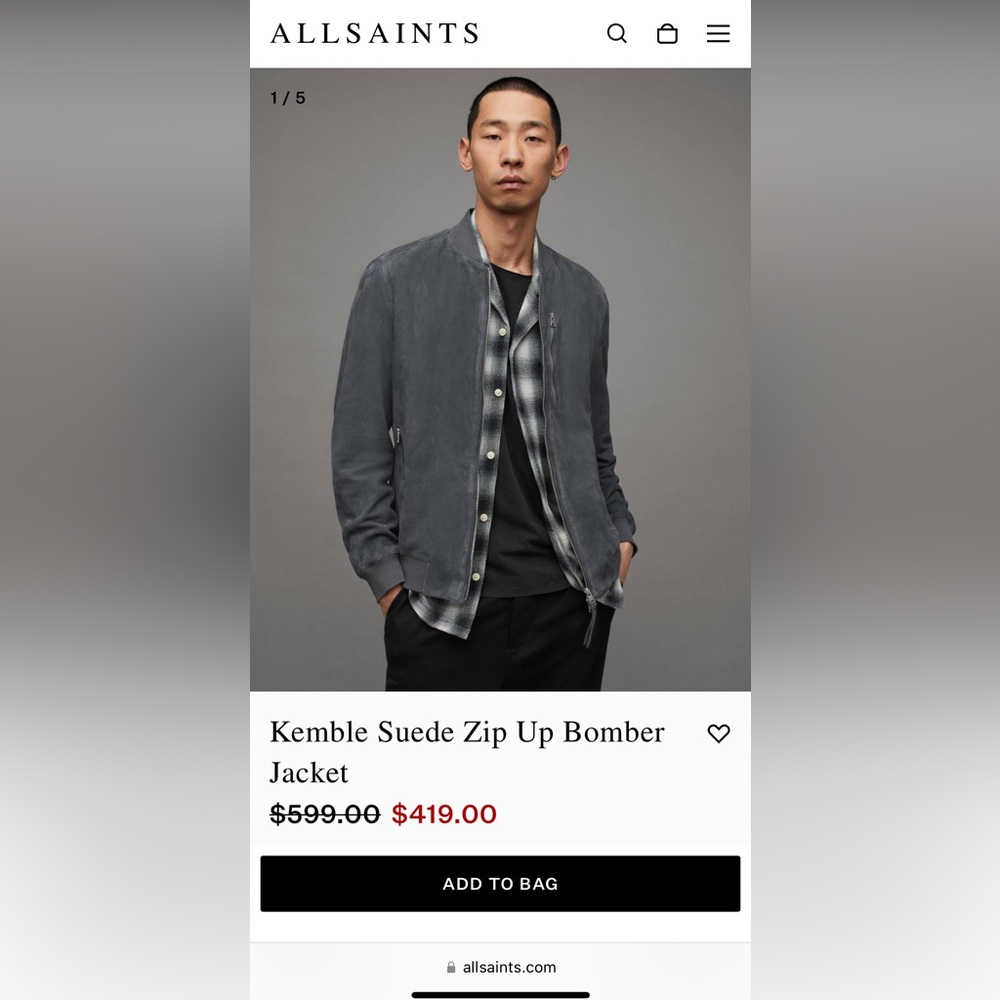 Kemble Suede Zip Up Bomber Jacket